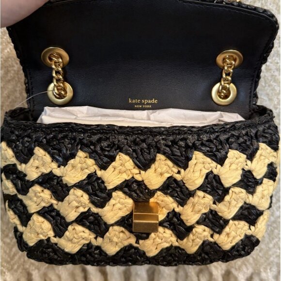 Kate Spade New York Evelyn Striped Crochet Raffia Sm Shoulder Crossbody Bag NEW - Picture 10 of 14
